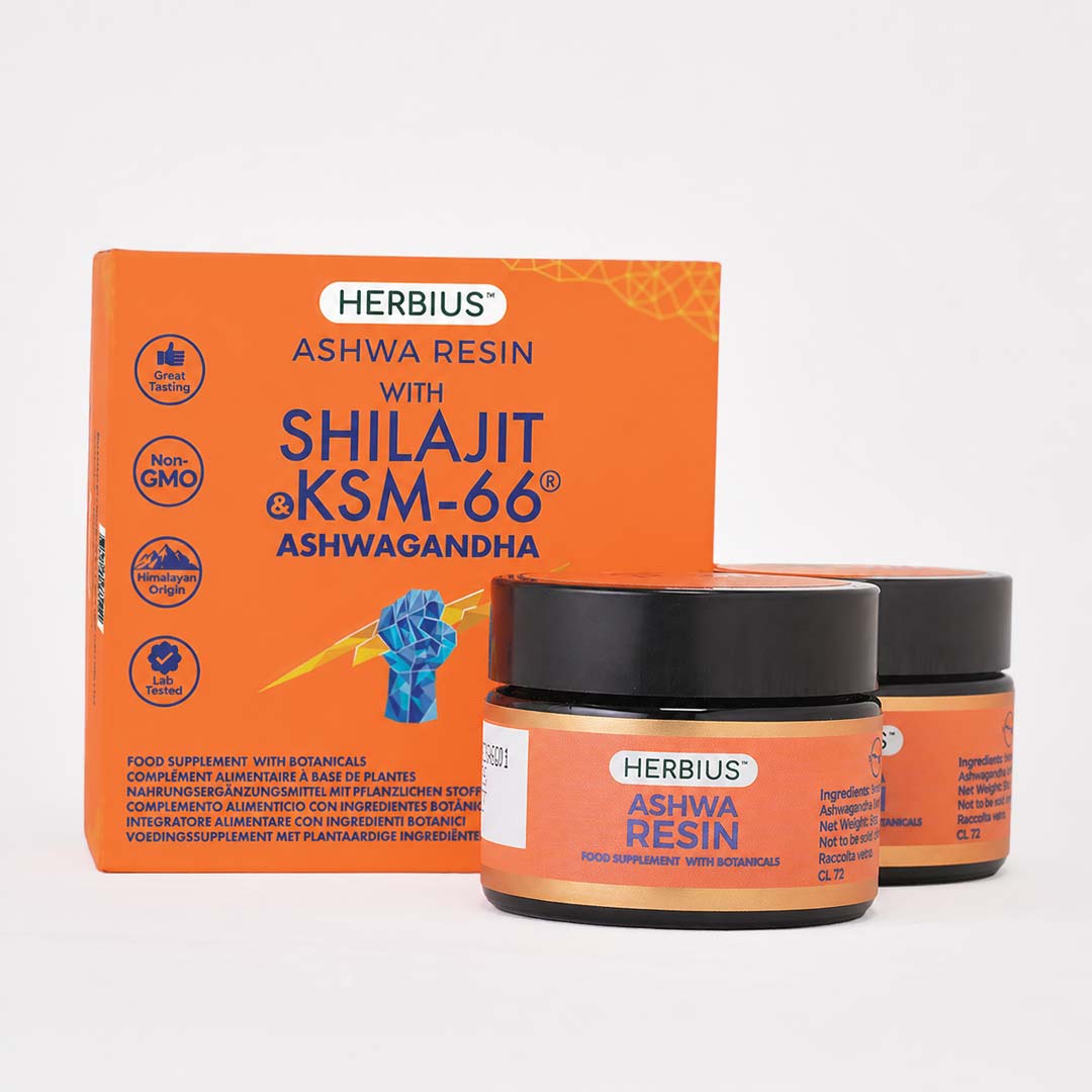 Herbius® ASHWA RESIN: A Powerful Blend of Pure Himalayan Shilajit and the World’s Most Clinically Studied Ashwagandha (KSM-66®) - Pack of 2