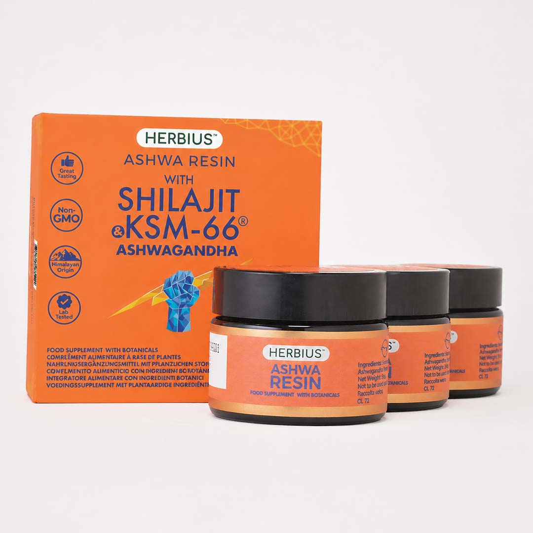 Herbius® ASHWA RESIN: A Powerful Blend of Pure Himalayan Shilajit and the World’s Most Clinically Studied Ashwagandha (KSM-66®) - Pack of 3