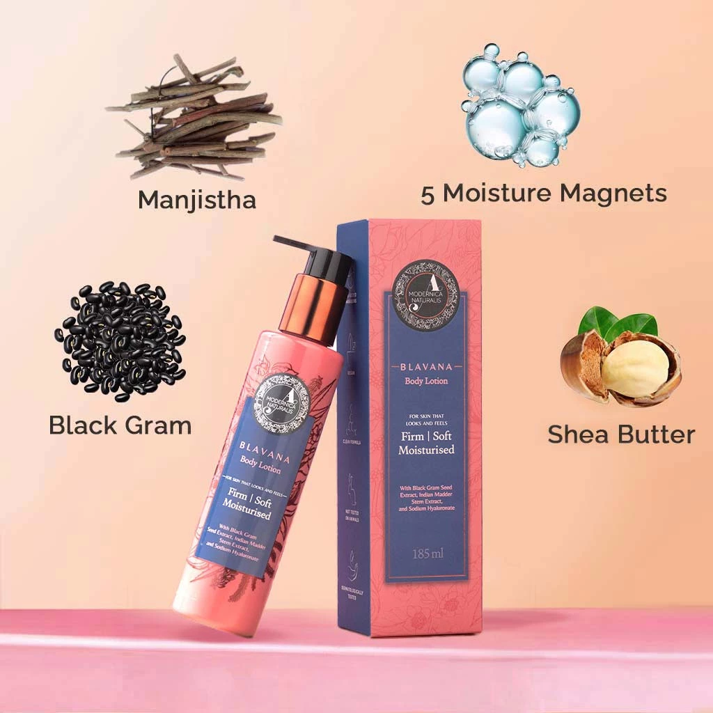 Blavana Body Lotion - Moisturises, Softens, Firms Dry, Ageing, Crepey Skin - Revolutionary Formula with Black Gram - Best Body Lotion for Mature Body Skin - With Clinically Proven Ingredients