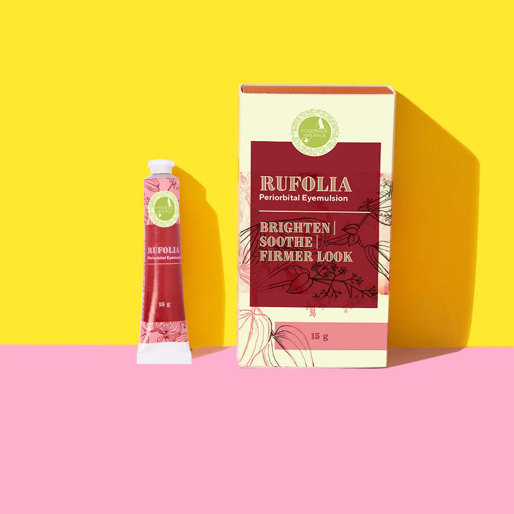 Rufolia Periorbital Eyemulsion - Brighten, Soothe and Firm Under-Eyes with Manjistha, Aloe Vera, Niacinamide and Hyaluronic Acid