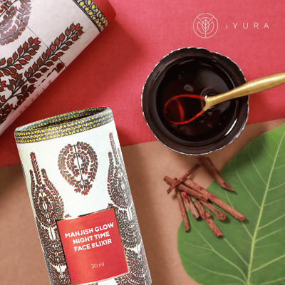 Manjish Glow Night Time Face Elixir - Best Ayurvedic Night-Time Face Oil - Natural Moisturiser for Skin